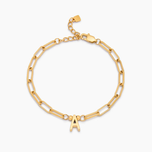 Paperclip Initial Charm Bracelet