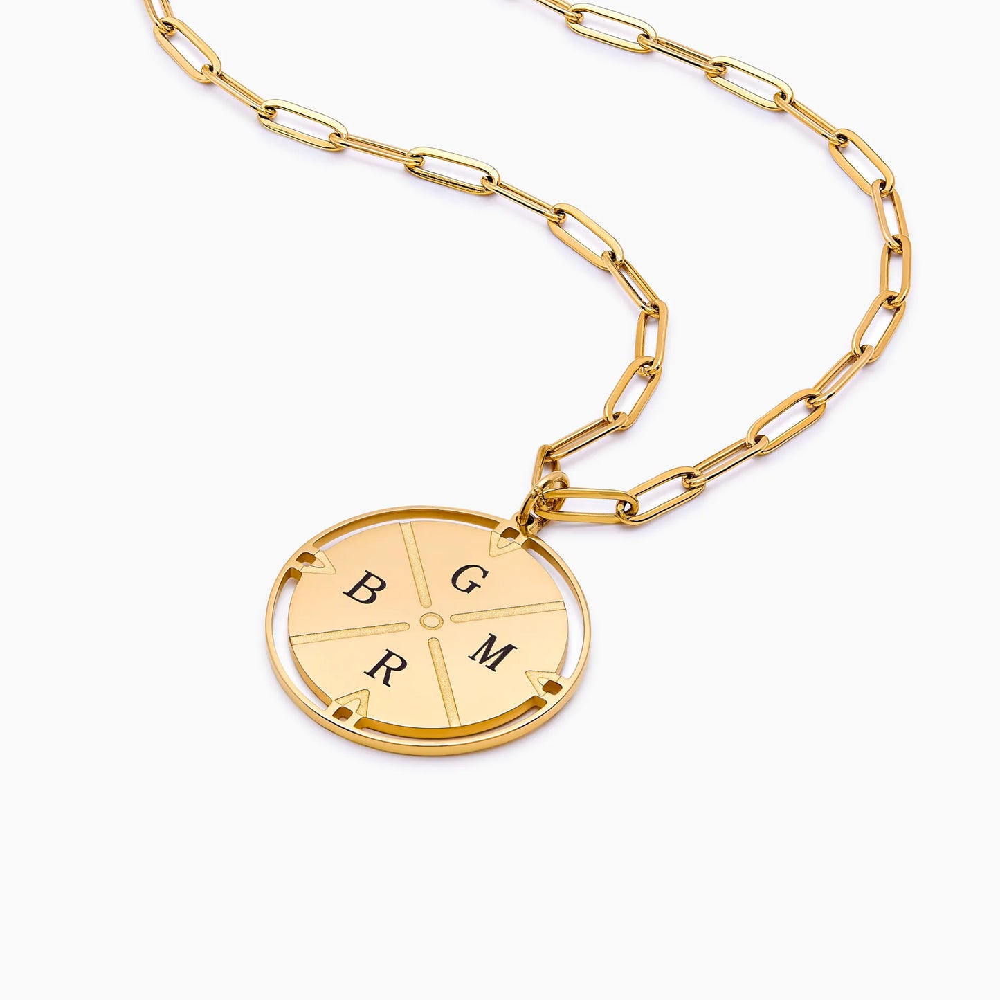 Engraved Initial Compass Necklace
