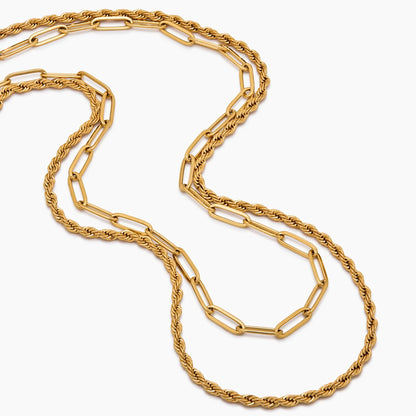 Paperclip & Rope Chain Layered Necklace